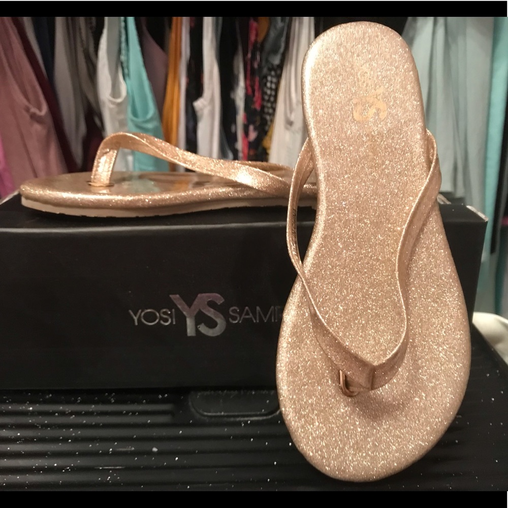 Gold Glitter Flip Flops - New In Original Box!